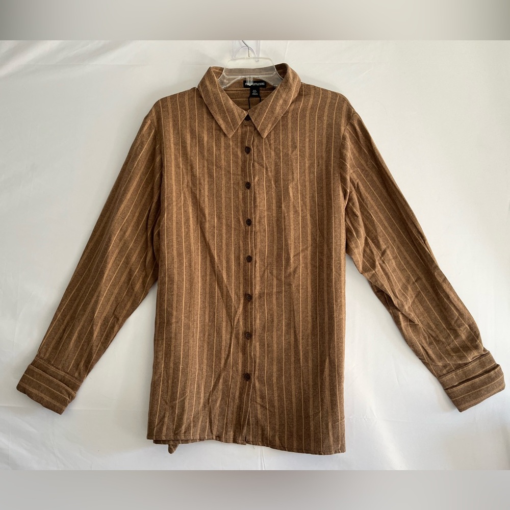 Pretty Little Thing Brown Flannel Lightweight Striped Oversized Shirt